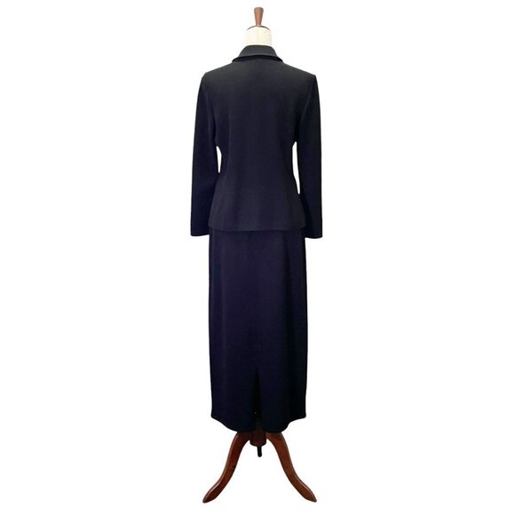 St. John Basics Set Black Santana Wool Knit Skirt Suit Small 6/8 Vintage Classic - Picture 5 of 16